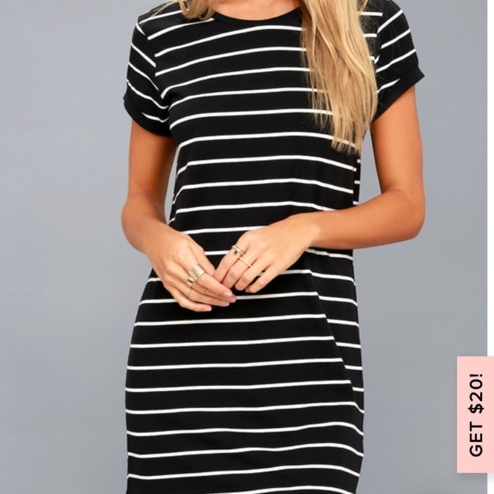 Lulu’s cafe society black and white shirt dress